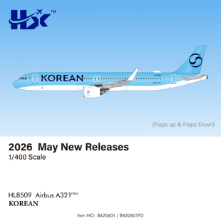 HX Models 1:400 大韩航空 空客 A321 HL8509 合金材质 飞机模型