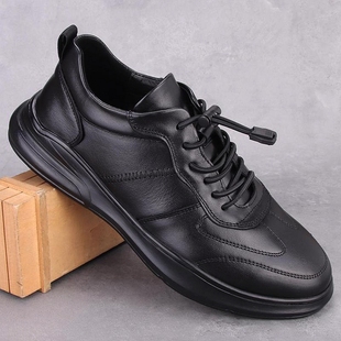 百搭青年透气跑步男鞋 男韩版 真皮头层牛皮软底运动鞋 外贸休闲皮鞋