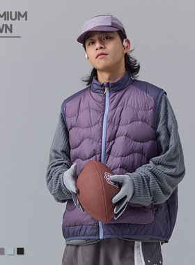 新国标90白鸭绒山系情侣轻薄羽绒背心潮牌拼色轻量化羽绒马甲男女