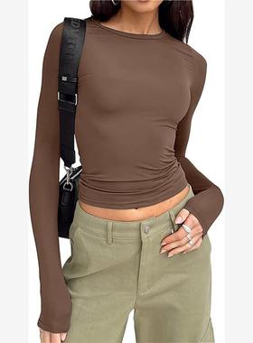 2023 spring women Long sleeve T-shirt big size xl cotton top