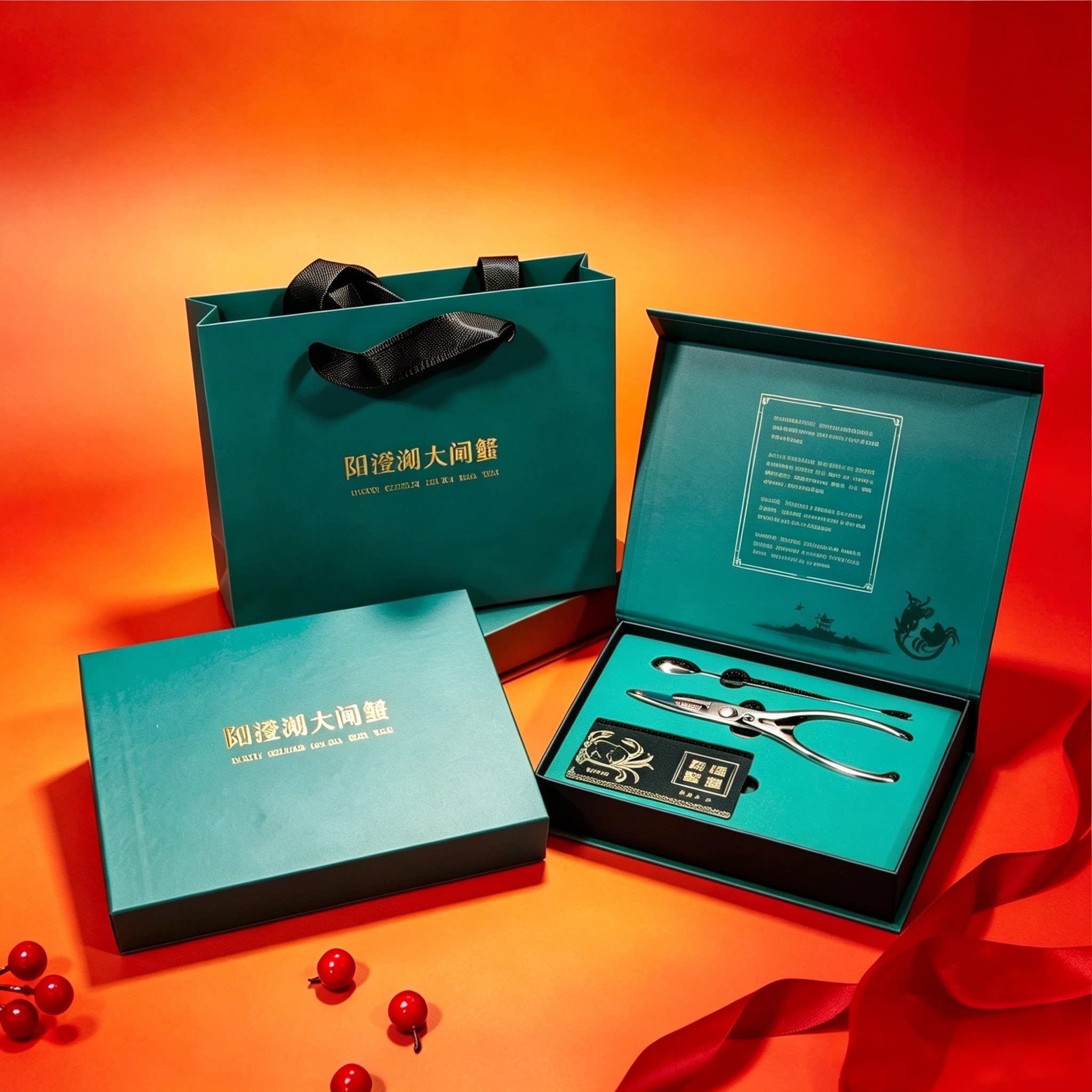 新款阳澄湖大闸蟹礼品卡礼盒卡套卡券高端品蟹工具蟹八件蟹三件