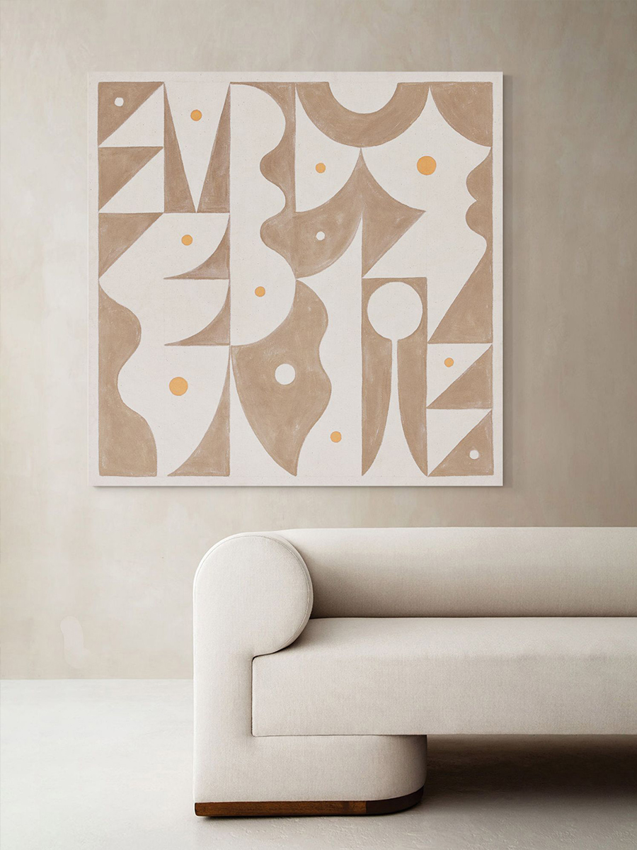 新品挂法式奶油风客厅装饰画抽象几何发色块画卧室房间沙景背画设