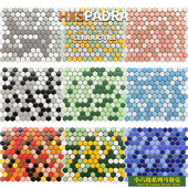 HXSPADRA小六角彩色陶瓷马赛克瓷砖红黄绿粉卫生间阳台背景墙地砖