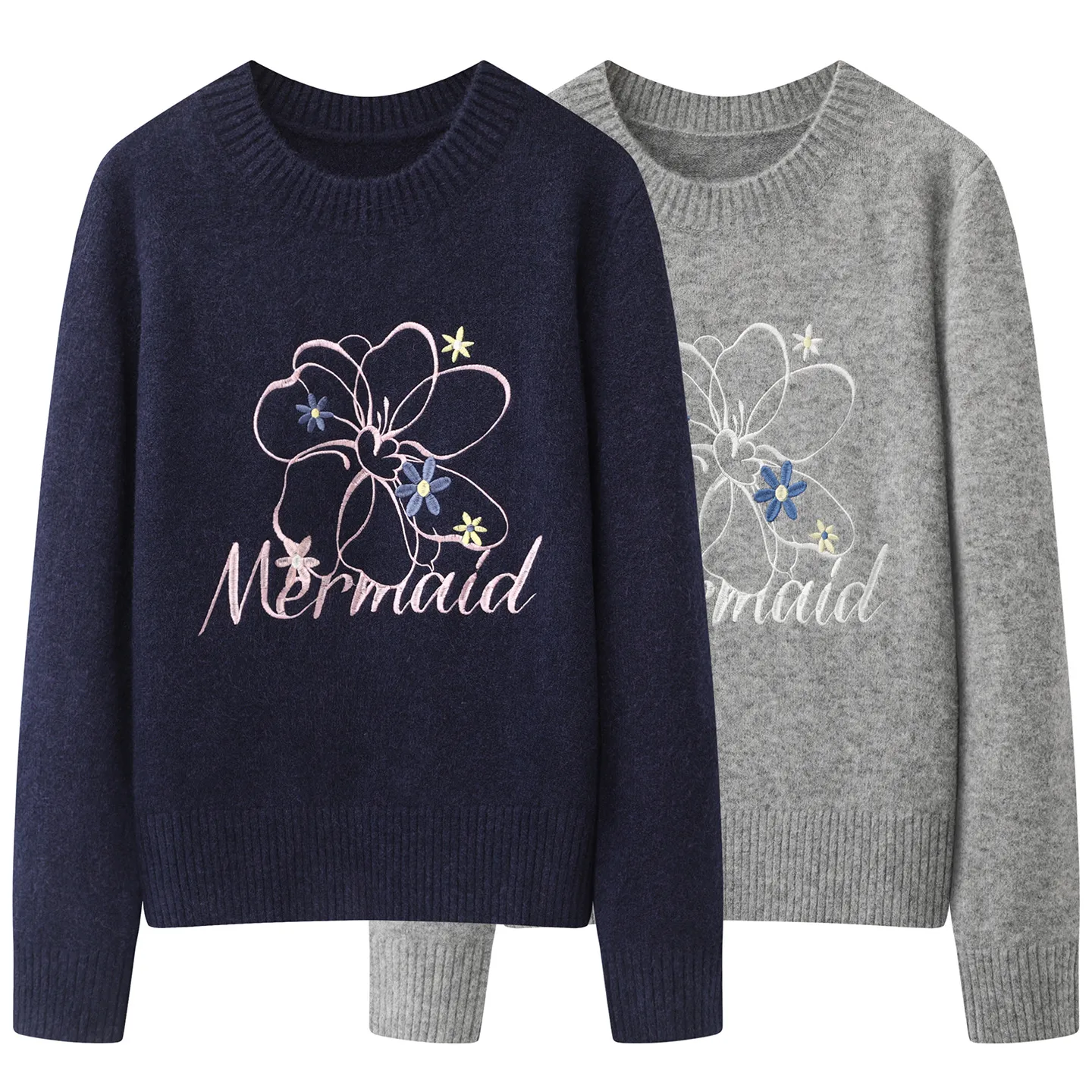 2025秋冬季新款绣花字母针织衫套头上衣女D404RM20FM00