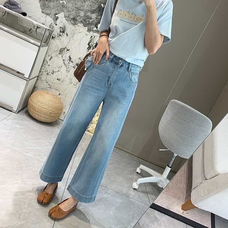 显腿长竹竿裤！2026春秋四面弹春夏季牛仔裤女薄款窄版直筒阔腿裤