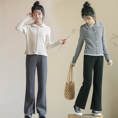 女童卫裤春秋韩版童装长裤微喇裤