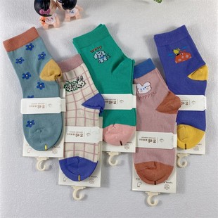 吉林鹿人儿童中高筒袜子春秋百分百纯棉无骨卡通吸汗学生宝宝2320