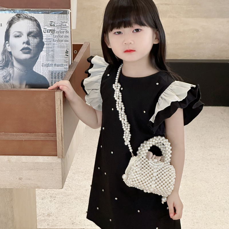 儿童包包女孩洋气珍珠手提包2025新款夏天外出女童公主配饰斜挎包