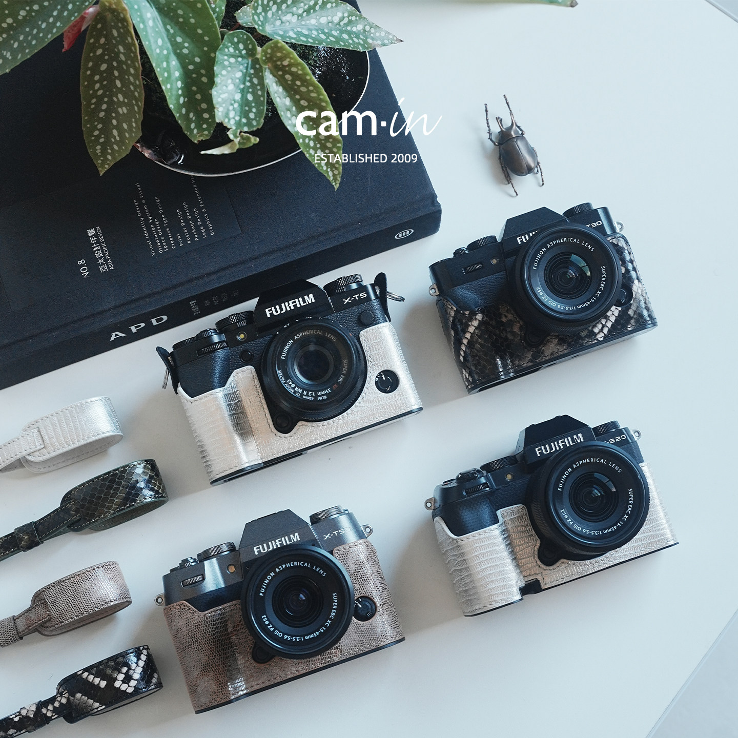 cam-in 蛇纹牛皮相机保护皮套富士x100vi/xt50/xe5/xm5/xs20/xt5