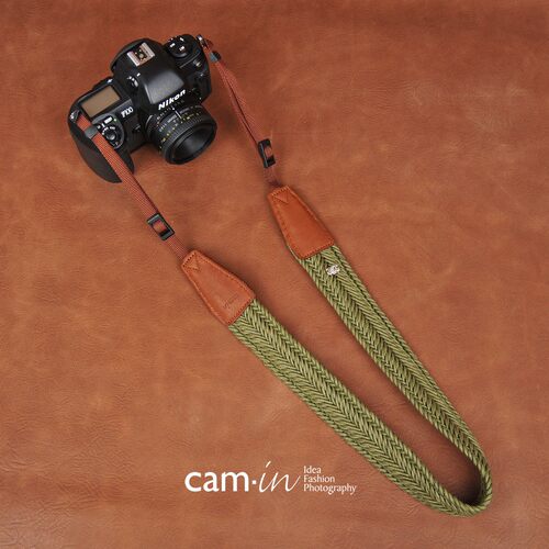 cam-in相机背带肩带编织橄榄色