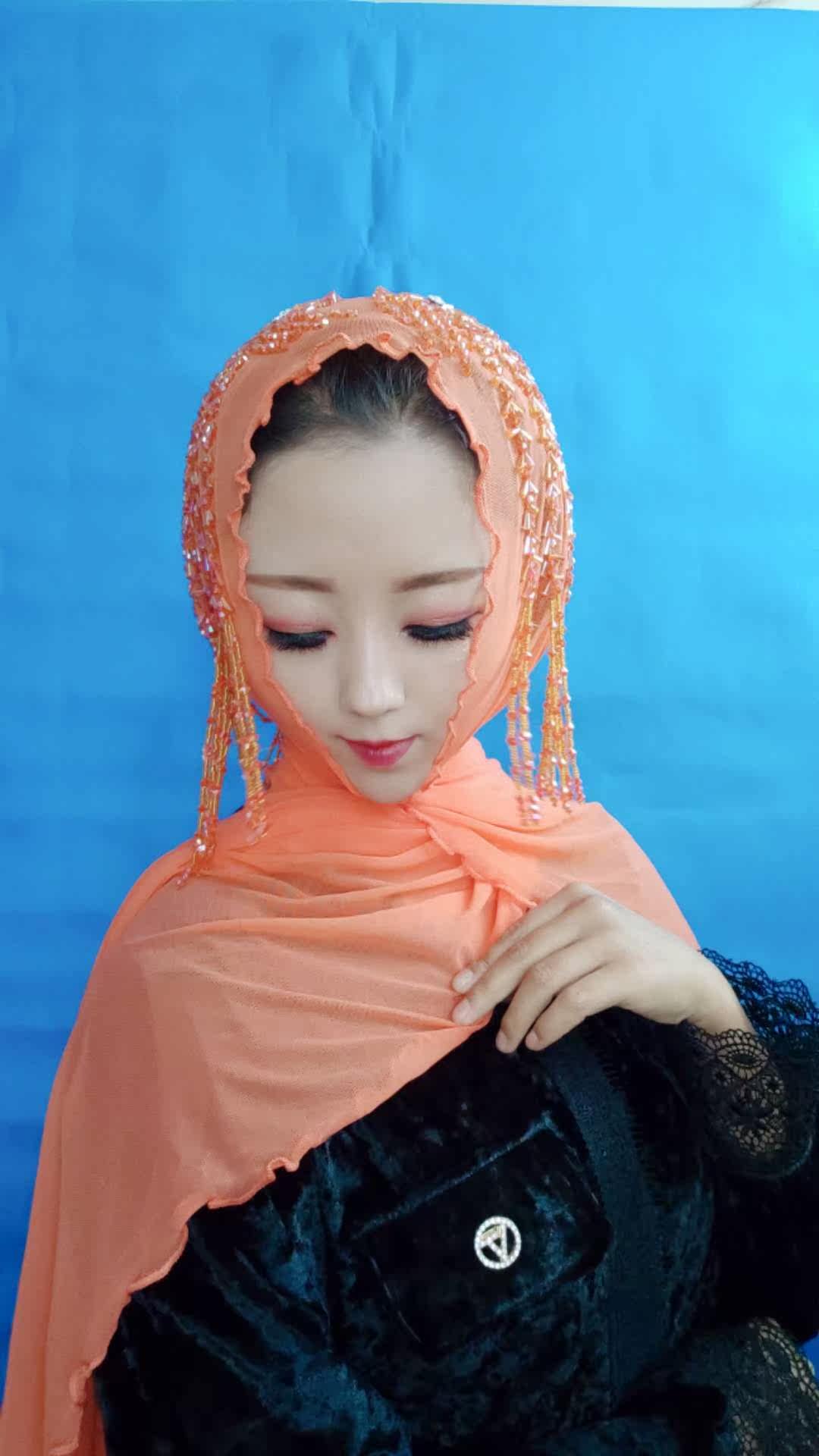 穆斯林新款长巾 女 夏季薄款网纱手工串珠流苏盖头披肩 时尚休闲|msdalam kategori Aksesori/Belt kulit/Hat/Muffler, Muffler/tudung/selendang - dari Buy2taobao.com untuk memberikan perkhidmatan ejen Taobao profesional membeli