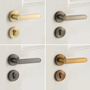 新中式 卧室门锁分体房门锁磁吸静音家用室内木门机械锁门把手锁具