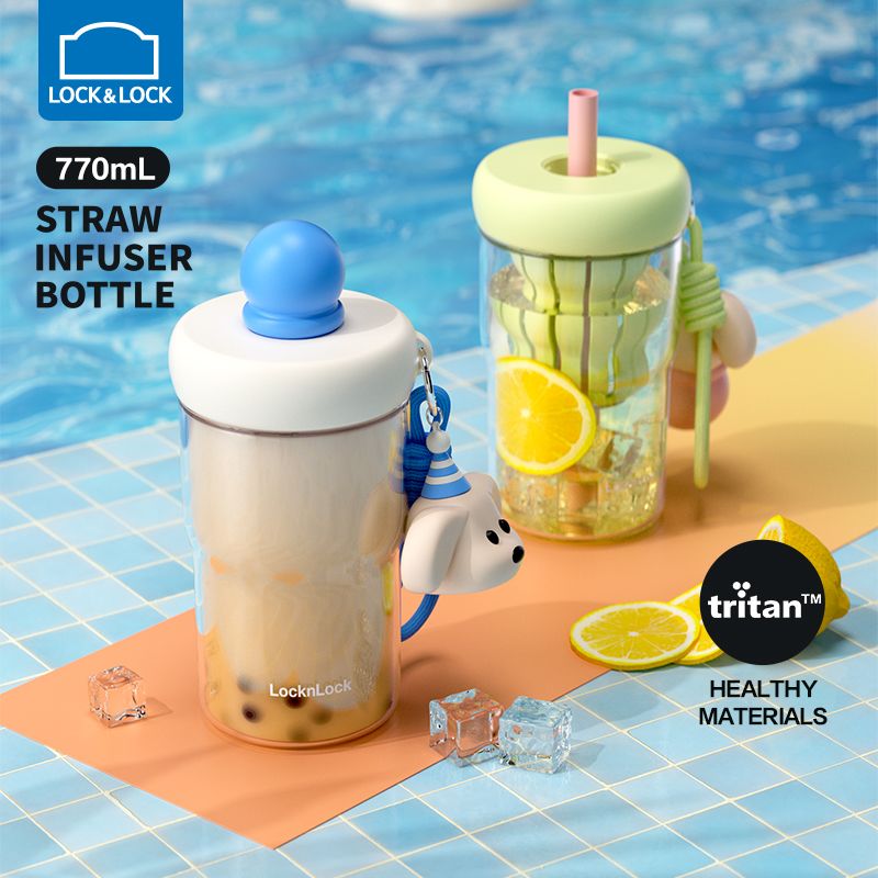 乐扣乐扣吸管杯大容量粗吸管珍珠奶茶杯子大人咖啡女士塑料水杯