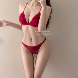 维多利亚多培尔法式性感本命年内衣女聚拢小胸结婚红色文胸罩套装