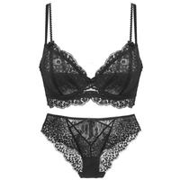 Victoria Dopel's ultra-thin sexy lingerie for women, black lace, large bust, slimming and anti-sagging bra set thumbnail 7