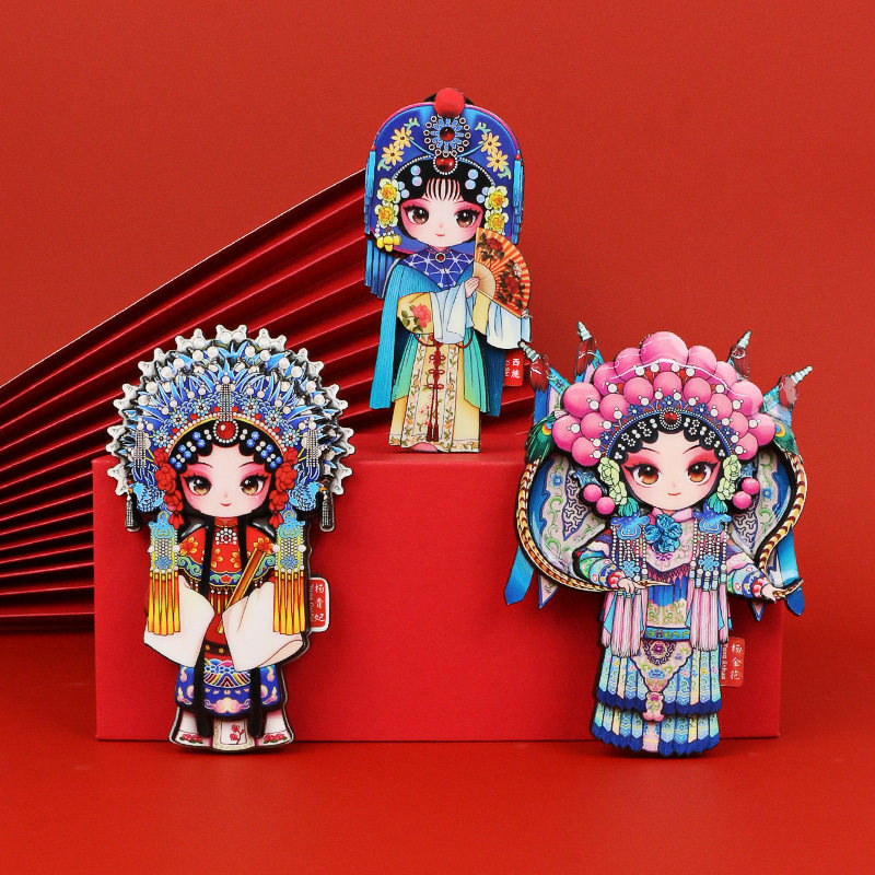 木质京剧脸谱冰箱贴中国
