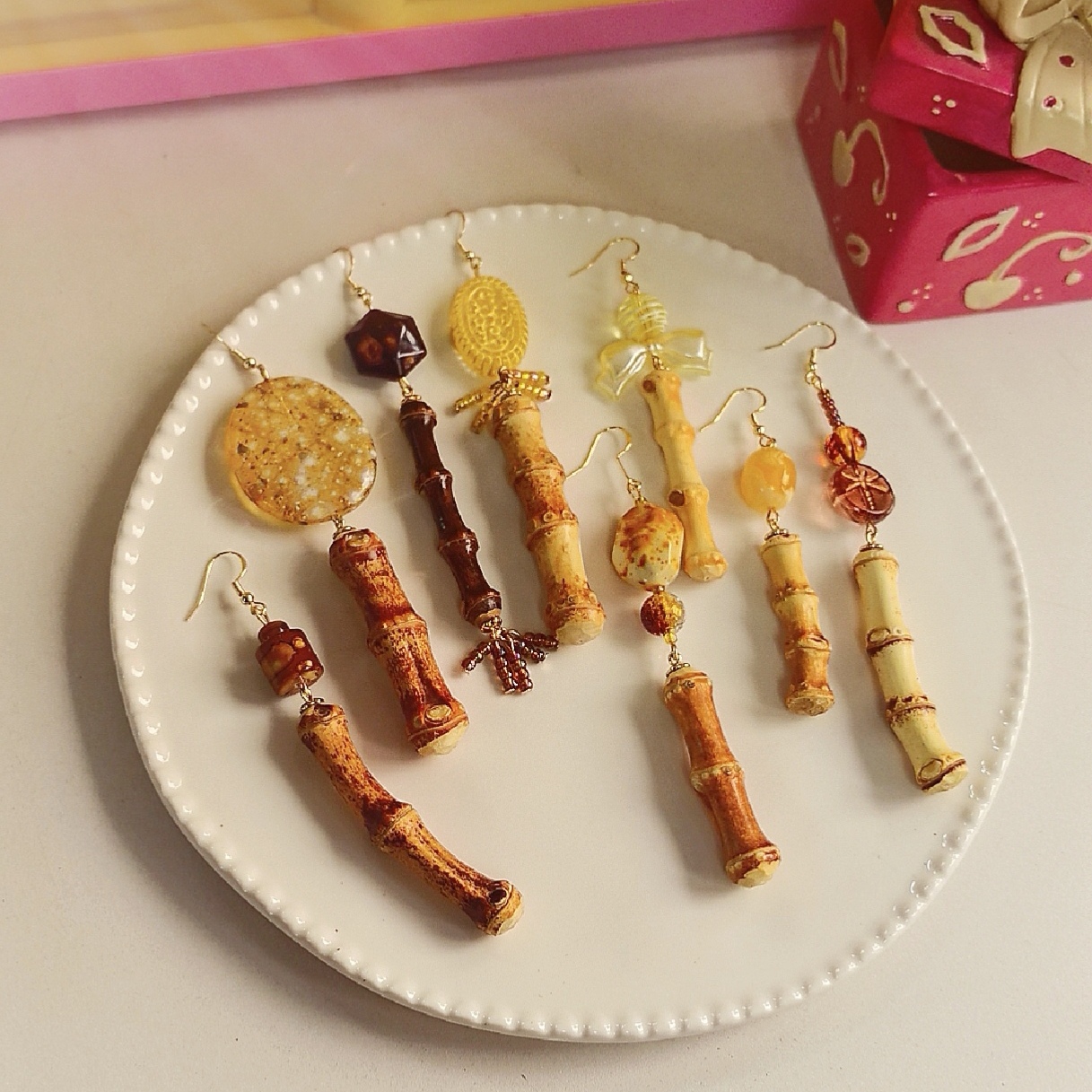 竹系列原木定制耳饰设计装饰配饰搭配孤品耳坠 925耳环民族风