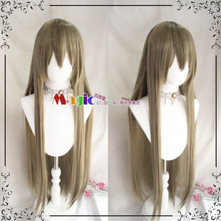 元气少女缘结神 桃园奈奈生COS假发 青灰色长直发假毛