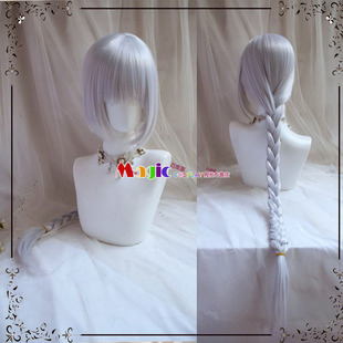 重返未来1999 塞梅尔维斯 心之盈亏cos假发 银色单麻花辫假毛