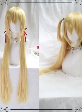 密命王牌RIDDLE JOKER cos假发 在原七海 金色双马尾送丝带假毛