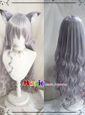 碧蓝航线cos 信浓cosplay假发 海滨旖梦泳装假毛 银蓝紫色长卷发