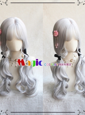 崩坏3 德丽莎 德莉莎 月下初拥cosplay假发 银白色双马尾女LOLITA