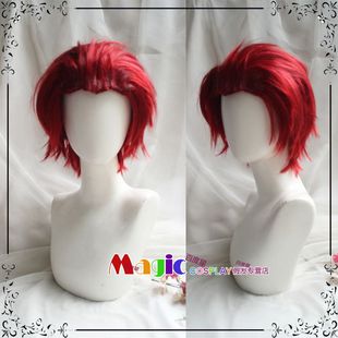 cos假发 鬼龙红郎 K周防尊 百里玄策 白虎志 红色背头美人尖短发