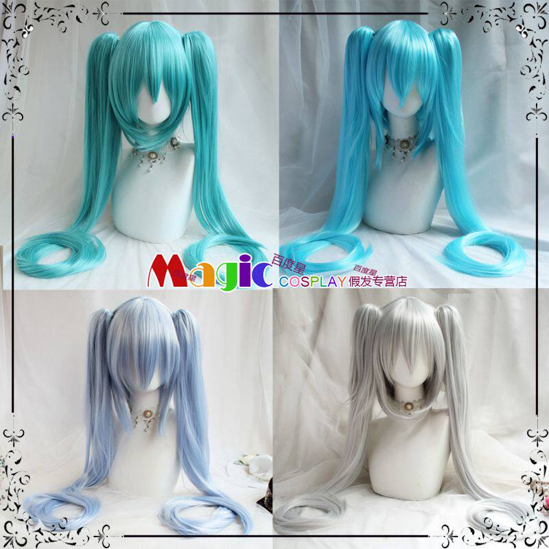 V家超美 MIKU 39生诞 薄荷布朗尼初音兔子COS假发 湖蓝绿色120CM