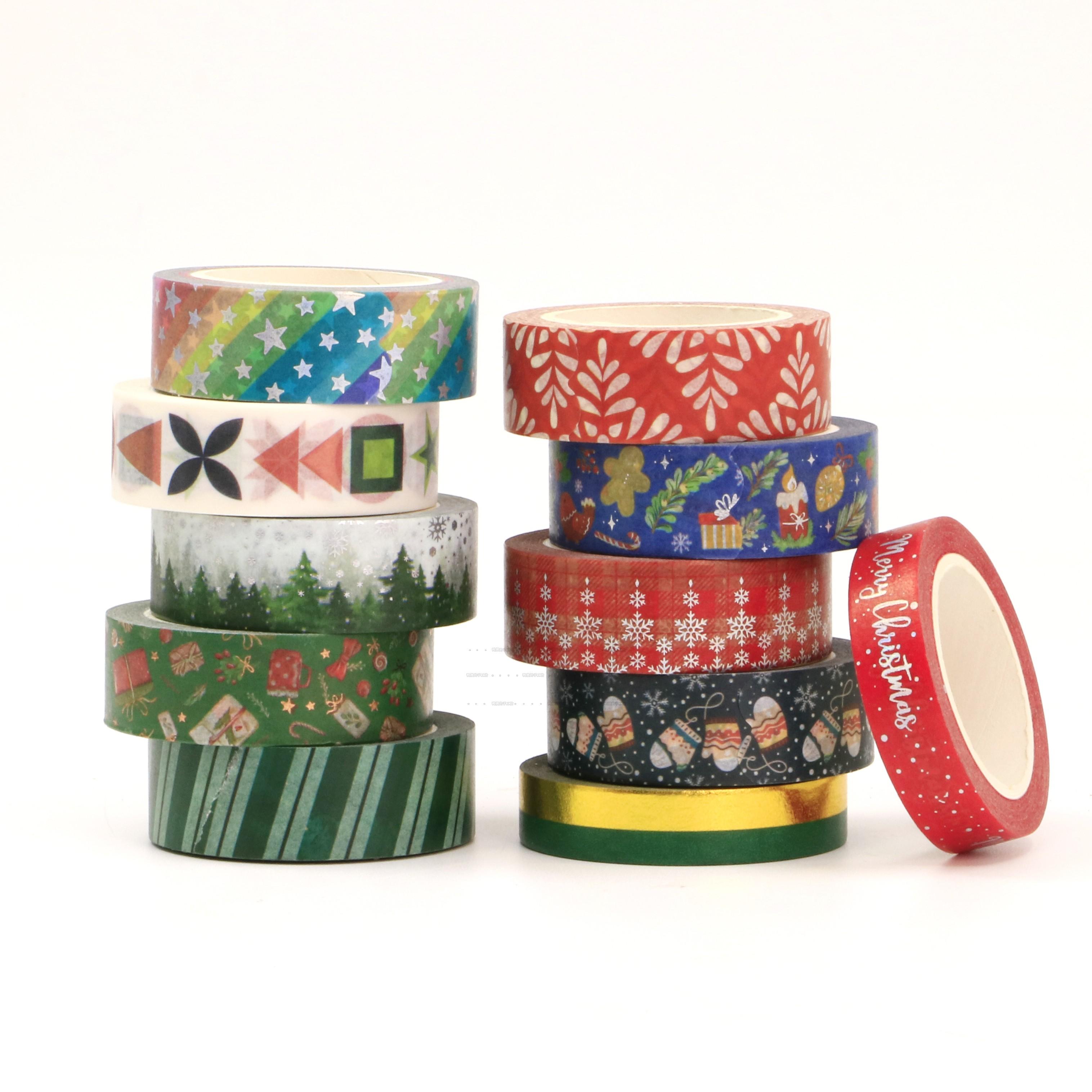 鸭*彩色圣诞节日氛围和纸胶带diy基础款可爱礼品装饰素材手账胶带