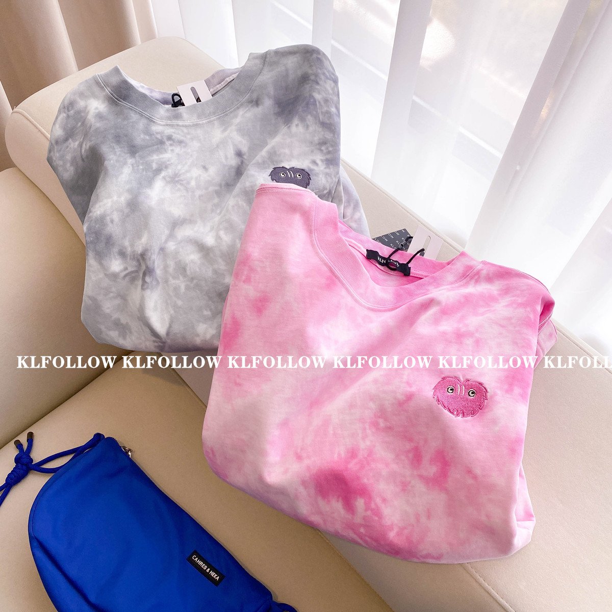 KLFOLLOW扎染重磅长袖T恤男女
