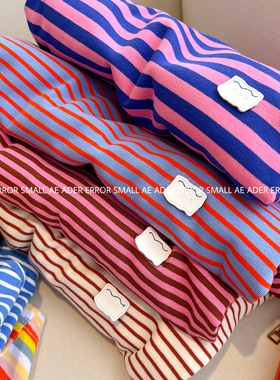 ader error small长袖T恤女春秋慵懒风宽松圆领条纹打底衫上衣潮