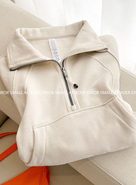 PART OF HEART 秋冬新款加绒卫衣女烟囱领宽松半拉链加厚立领上衣