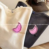 ader 设计感小众字母月牙刺绣宽松圆领卫衣女 新款 error small秋季