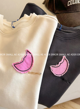 ader error small秋季新款设计感小众字母月牙刺绣宽松圆领卫衣女