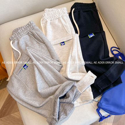 ader error small裤子秋冬阔脚弯刀裤抽绳卫裤宽松男女休闲长裤潮