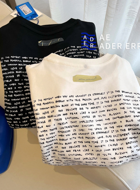 ader error small夏季背后字母印花情侣短袖T恤宽松清新男女上衣