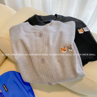 外套女秋季 ader 卫衣开衫 small 宽松休闲狐狸刺绣潮牌上衣 error