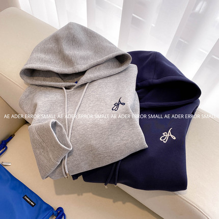 ader error small秋季新款字母刺绣短款卫衣连帽宽松休闲上衣帽衫
