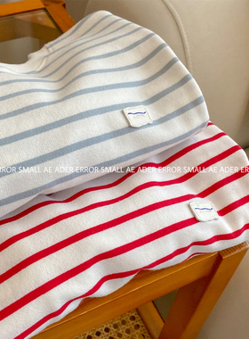 ader error small长袖t恤女春秋慵懒风宽松显瘦百搭圆领条纹上衣