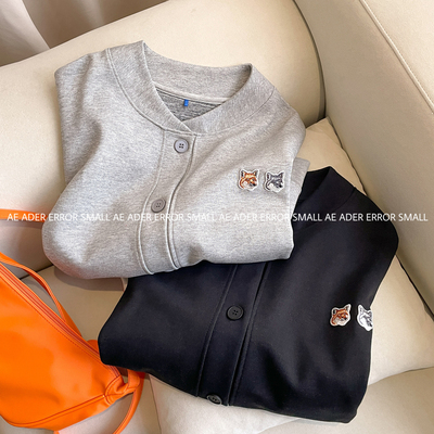 正品ader狐狸刺绣开衫外套宽松