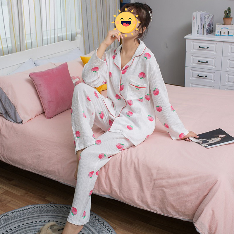春秋新品甜美纯棉家居服女可出门休闲韩版皱皱棉长袖开衫睡衣套装在类目 女士内衣/男士内衣/家居服, 睡衣/家居服套装中 - 来自Buy2taobao.com提供专业的淘宝代购服务