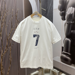 潮牌字母印花圆领短袖 美式 T恤男士 宽松百搭时尚 上衣 春季 半袖 新款