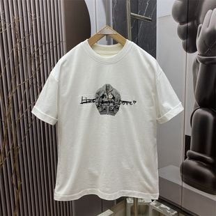 新款 宽松圆领百搭潮牌半袖 美式 T恤男士 风重磅设计感印花短袖 夏季