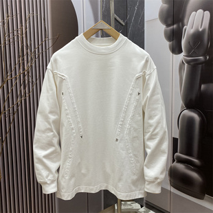 宽松休闲设计感拼接长袖 2025秋季 重磅圆领卫衣男士 美式 上衣潮 新款