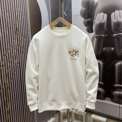 春秋季新款美式潮牌字母印花圆领卫衣男宽松落肩袖设计感长袖上衣