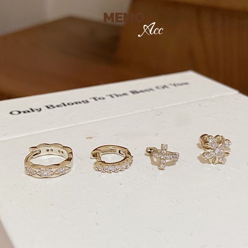 【MEMO】咖金菱格纹耳扣系列 基础款简约百搭耳圈DS140