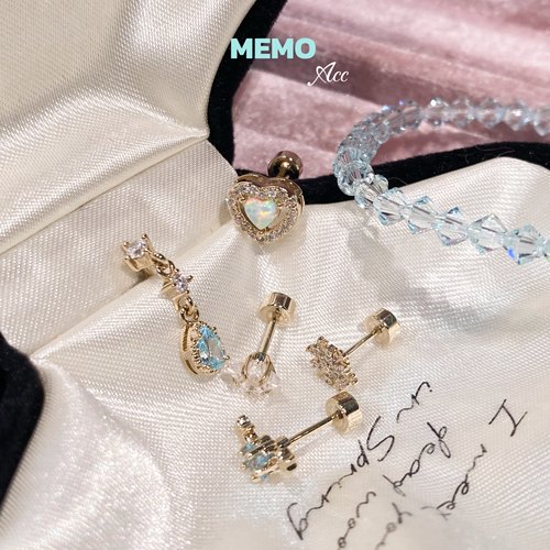 【MEMO】星海之镜 咖啡金蓝色系列设计感百搭耳骨钉DS170