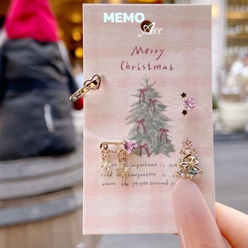【MEMO】暖冬绮梦 咖啡金系列圣诞设计感百搭耳骨钉DS162