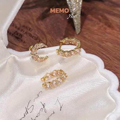 【MEMO】香槟月光 香槟满钻月亮设计感百搭耳骨钉E262