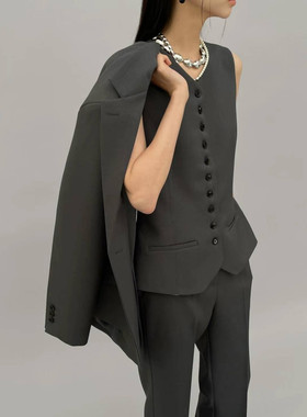atmosphere 小香风西装马甲套装女夏季新款高级感气质名媛休闲